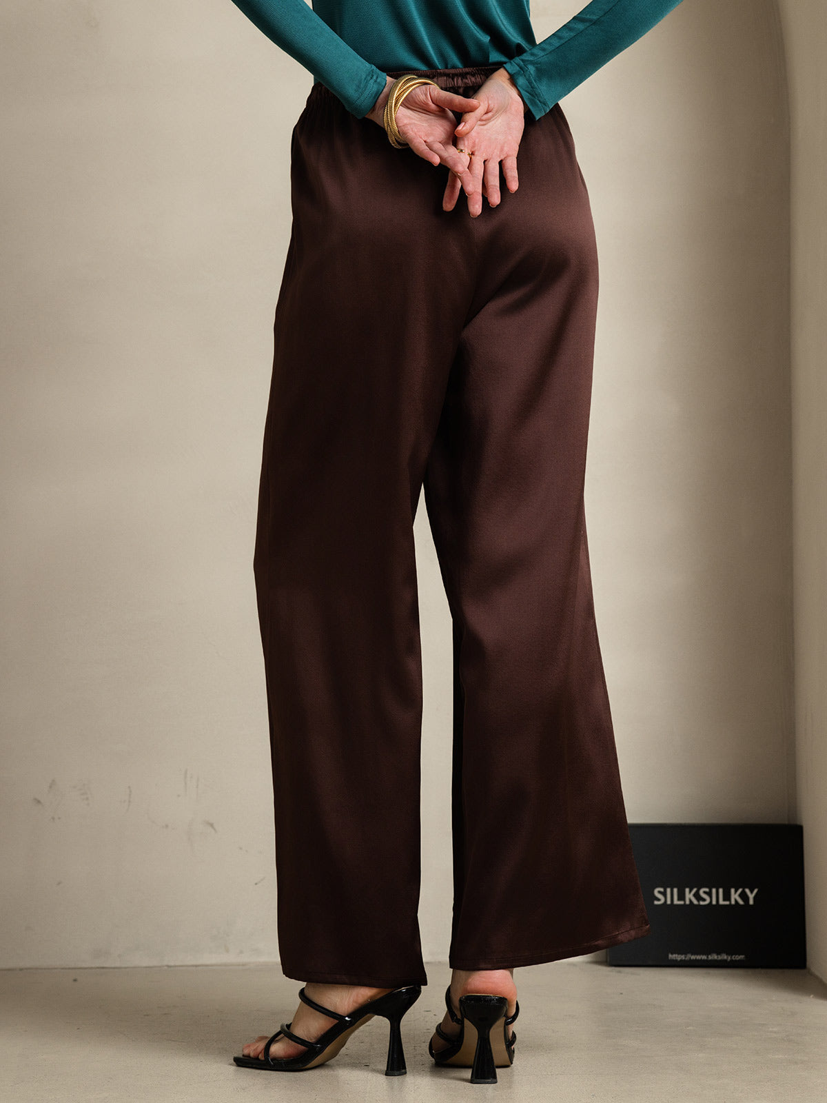 [Coffee] SilkSilky  Pure Silk Womens Pants 002