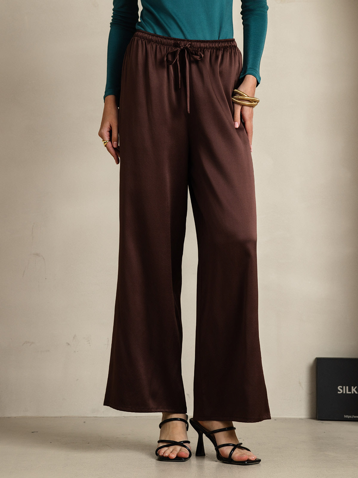 [Coffee] SilkSilky  Pure Silk Womens Pants 003