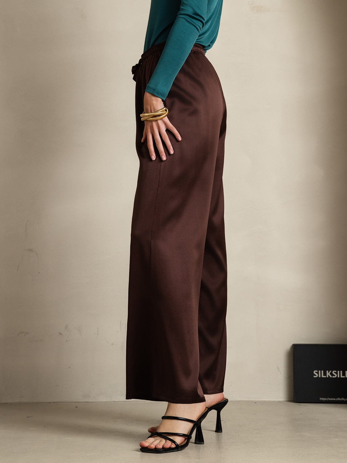 [Coffee] SilkSilky  Pure Silk Womens Pants 006