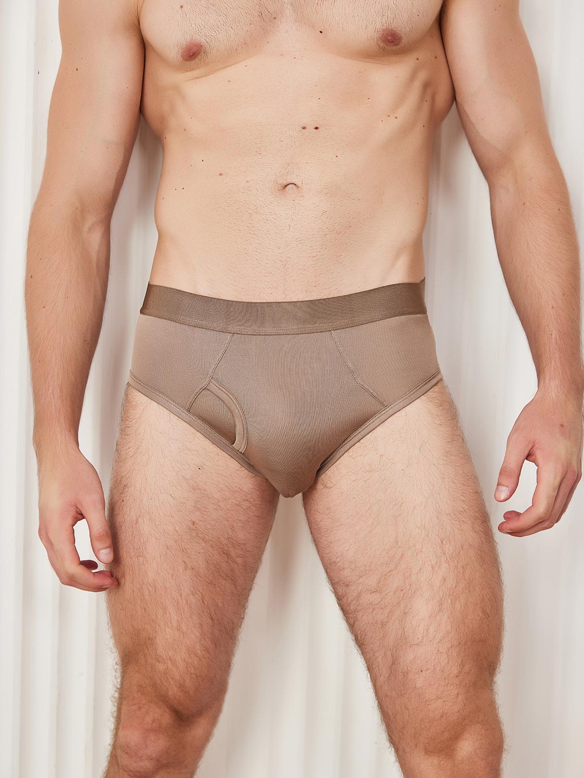 [Coffee] SilkSilky Silk Knitted Mens Underwear 002