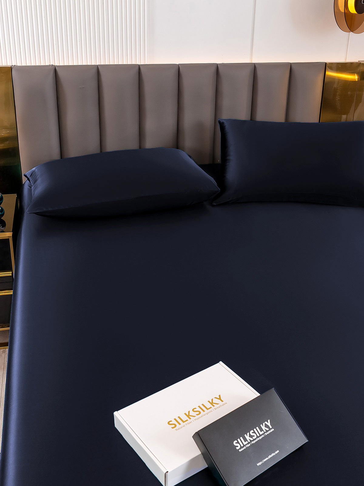 [Dark Blue] SilkSilky 19Momme Pure Silk Bedding Set 005