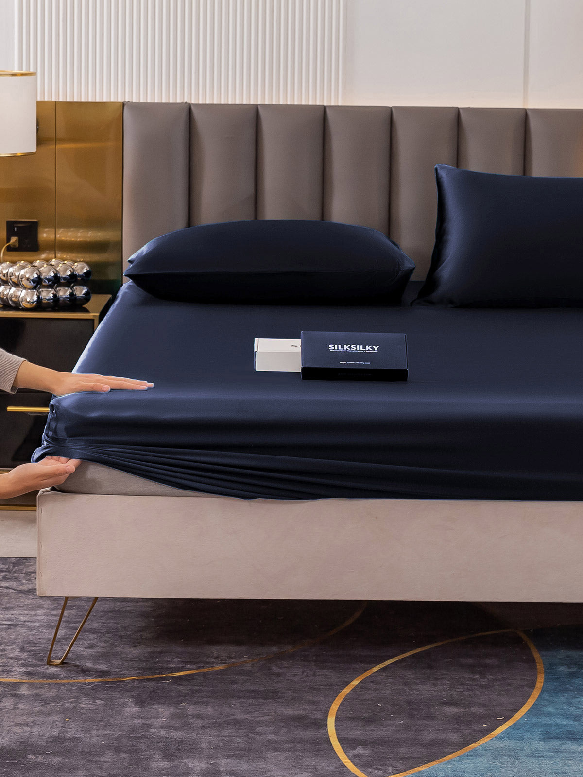 [Dark Blue] SilkSilky 19Momme Pure Silk Bedding Set 006