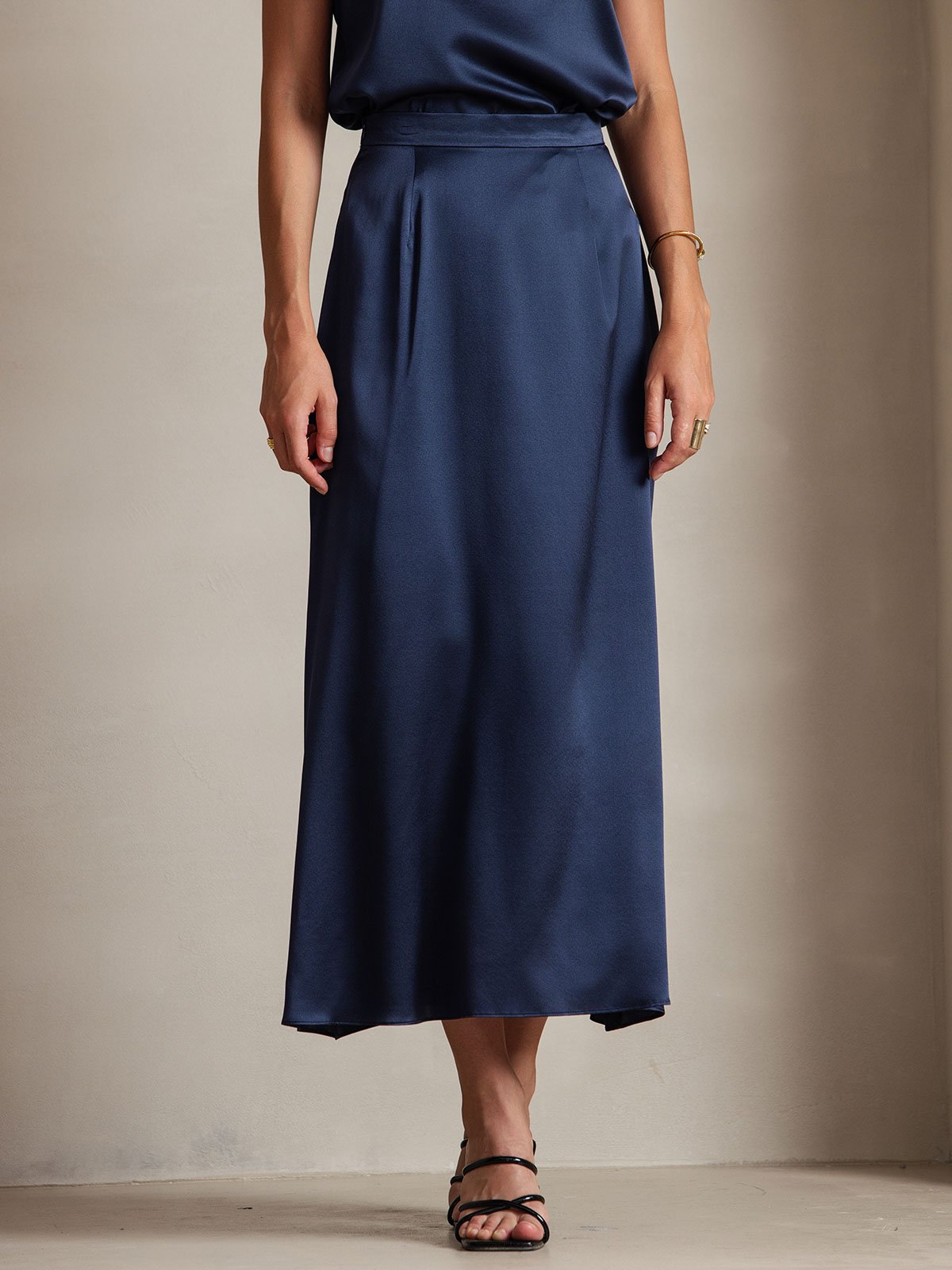 [Dark Blue] SilkSilky 19Momme Silk Skirt 003