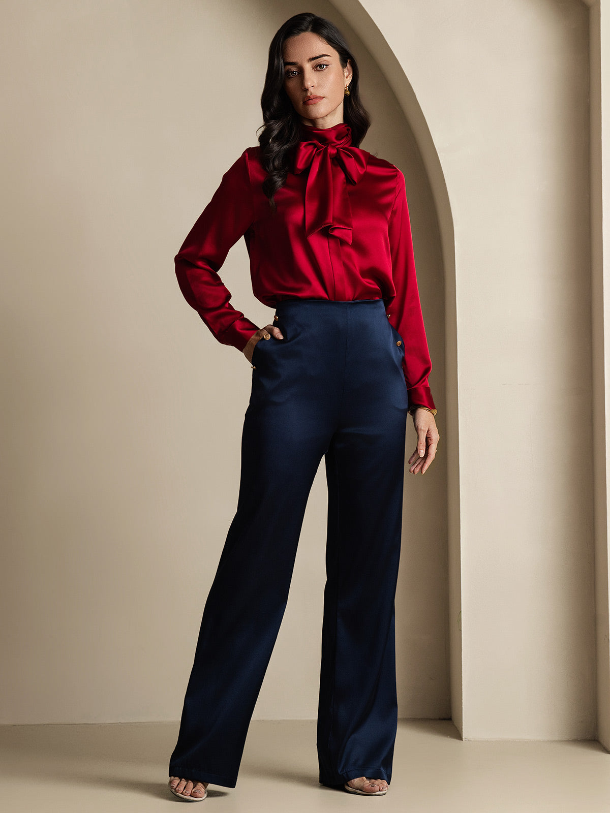 [Dark Blue] SilkSilky 19Momme Silk Womens Pants 001