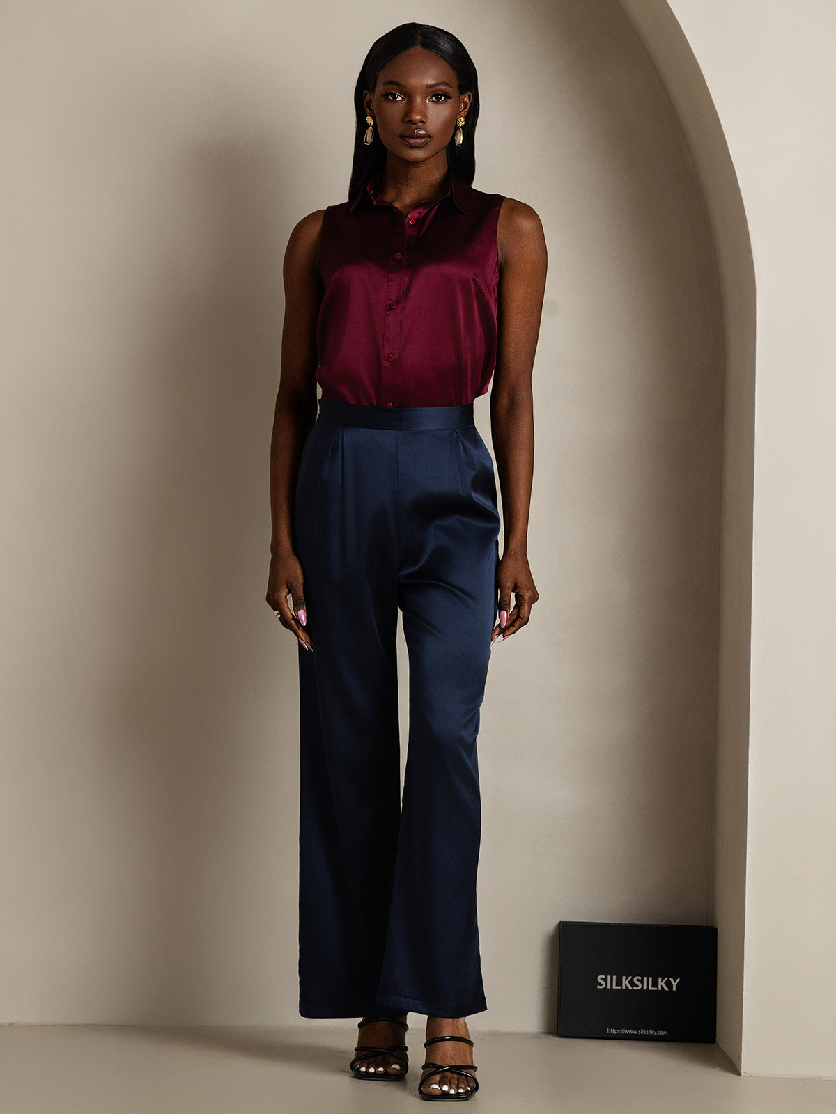[Dark Blue] SilkSilky 19Momme Silk Womens Pants 001