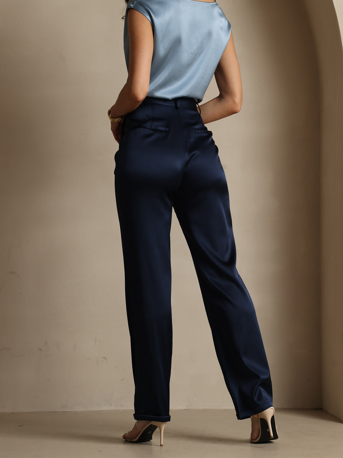 [Dark Blue] SilkSilky 19Momme Silk Womens Pants 002