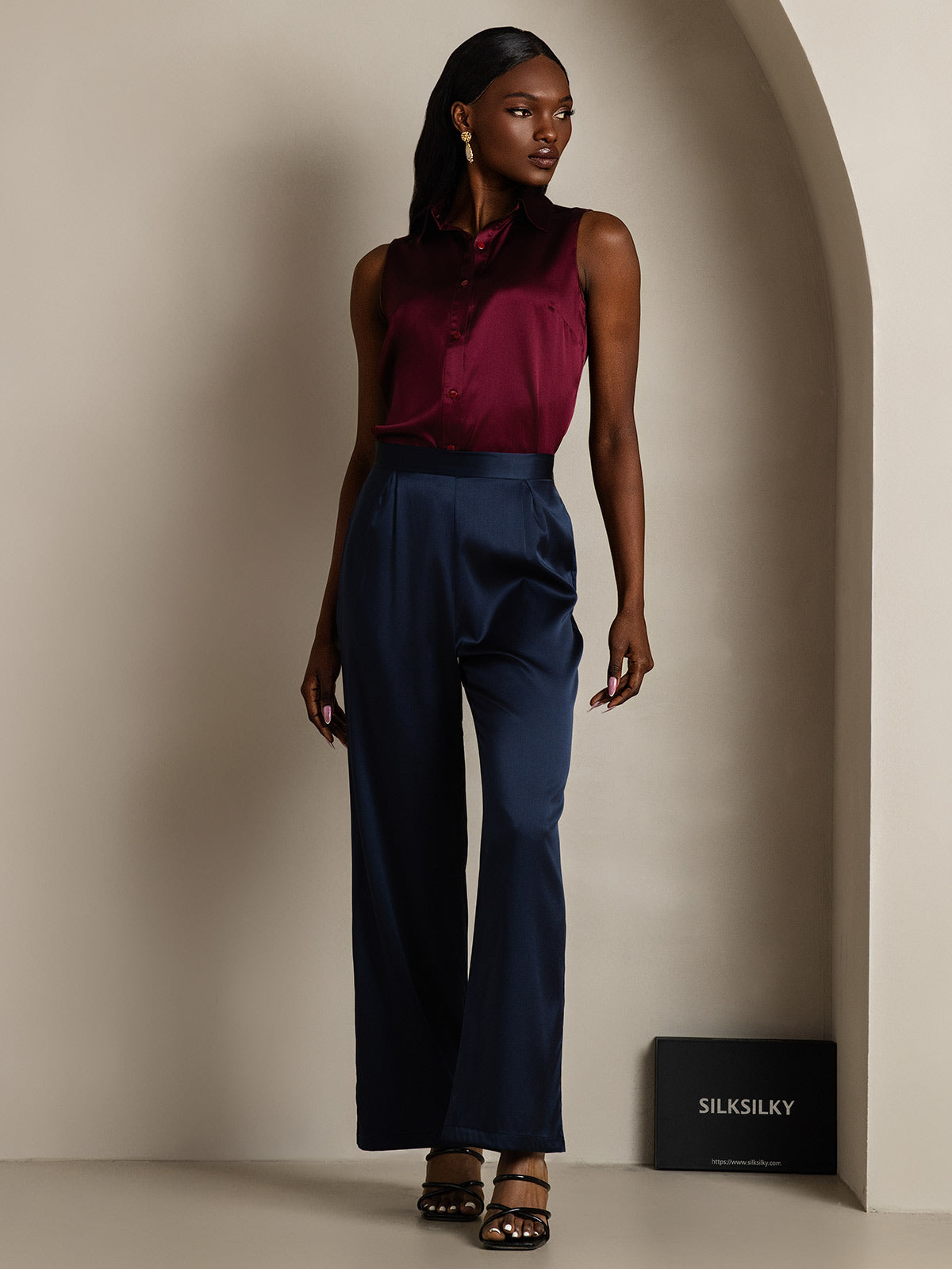 [Dark Blue] SilkSilky 19Momme Silk Womens Pants 002