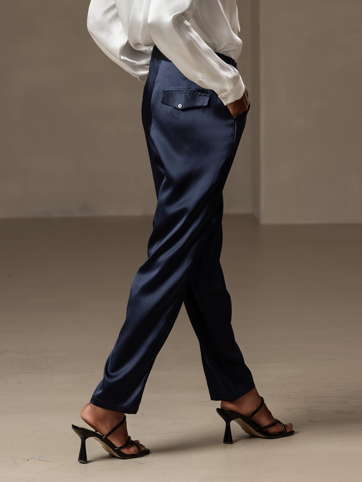 [Dark Blue] SilkSilky 19Momme Silk Womens Pants 002