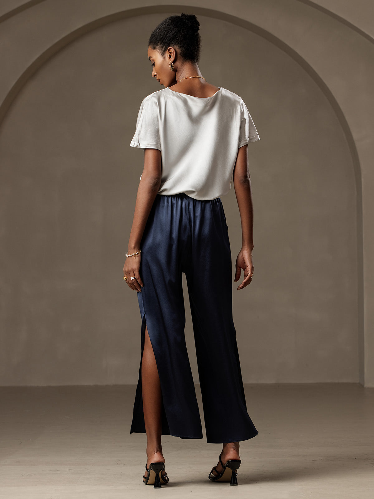 [Dark Blue] SilkSilky 19Momme Silk Womens Pants 002