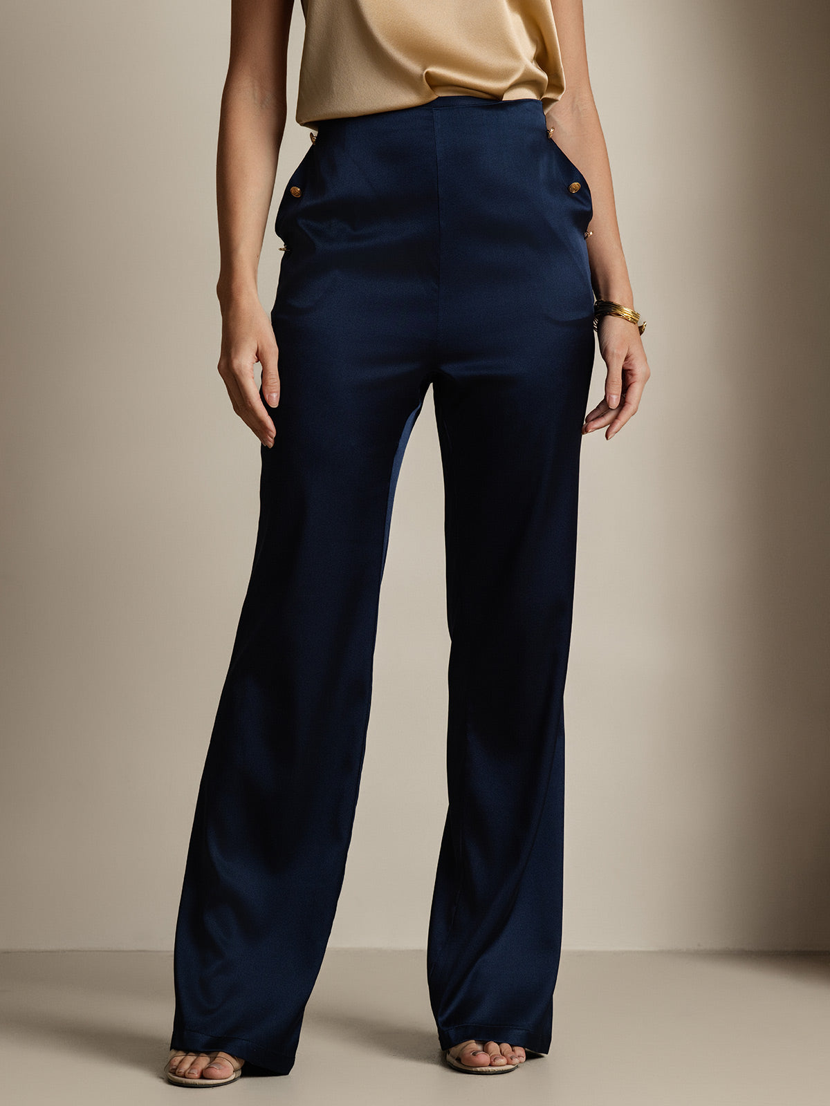 [Dark Blue] SilkSilky 19Momme Silk Womens Pants 003