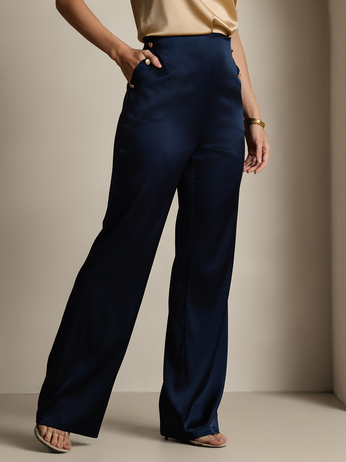 [Dark Blue] SilkSilky 19Momme Silk Womens Pants 004