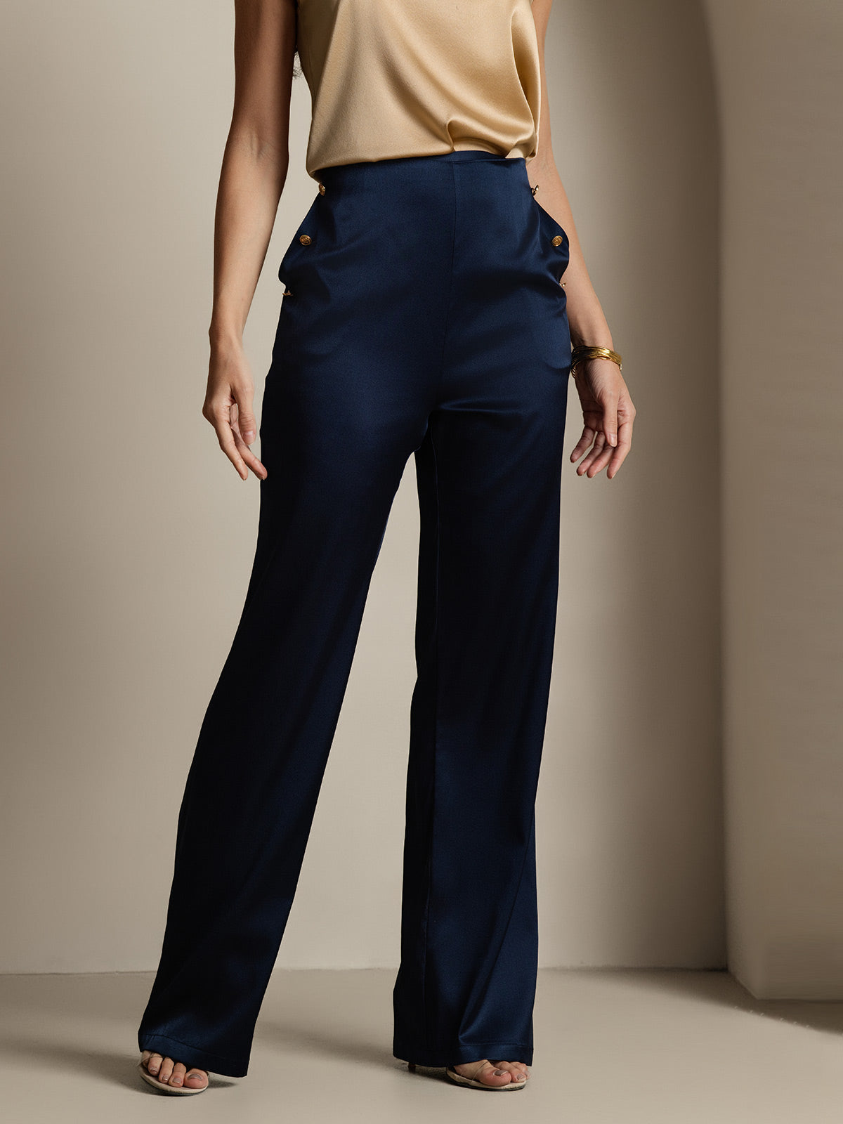 [Dark Blue] SilkSilky 19Momme Silk Womens Pants 005