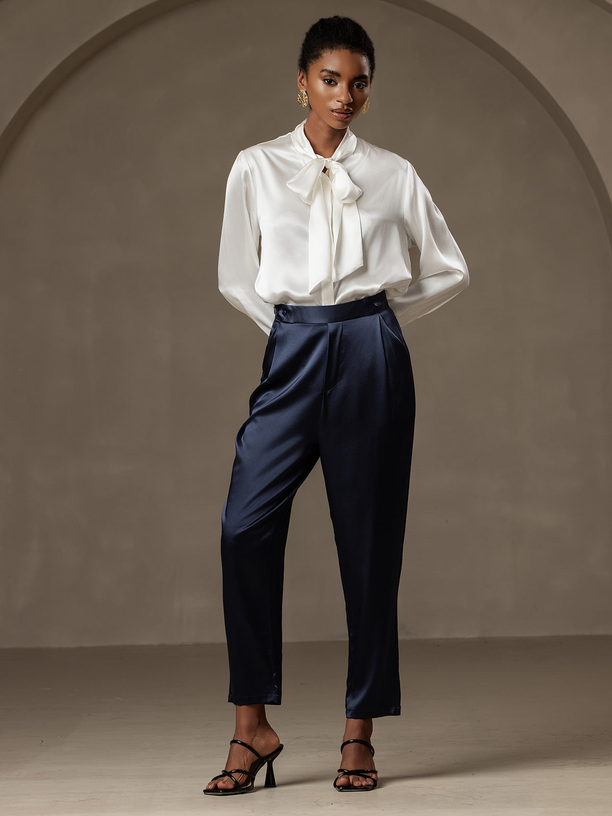 [Dark Blue] SilkSilky 19Momme Silk Womens Pants 006