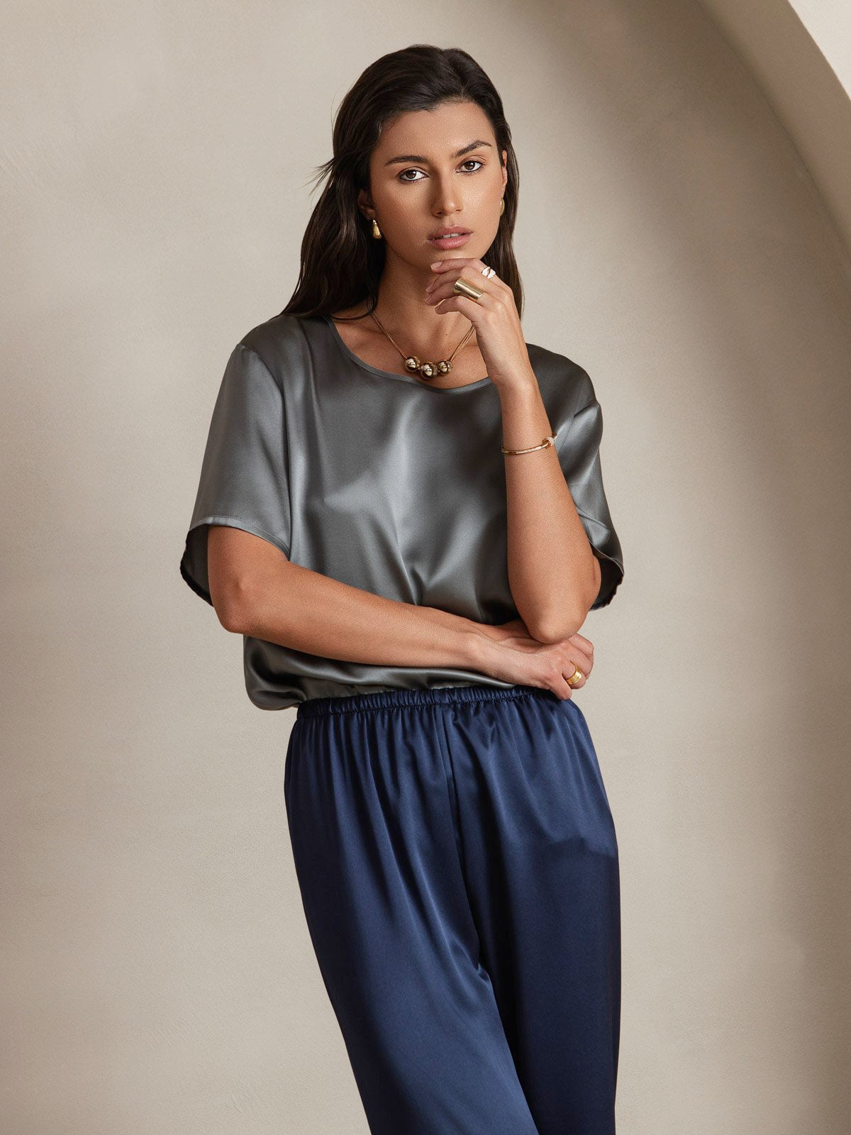 [Dark Blue] SilkSilky 19Momme Silk Womens Pants 006