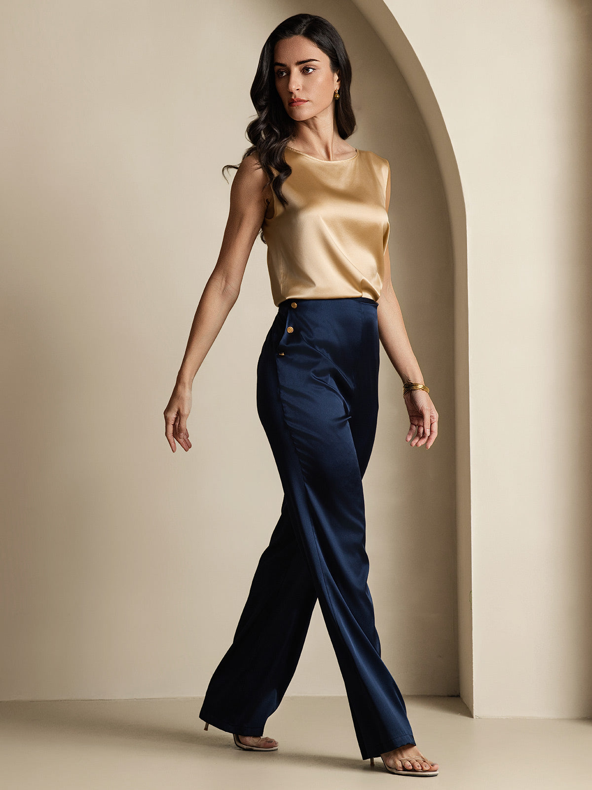 [Dark Blue] SilkSilky 19Momme Silk Womens Pants 007