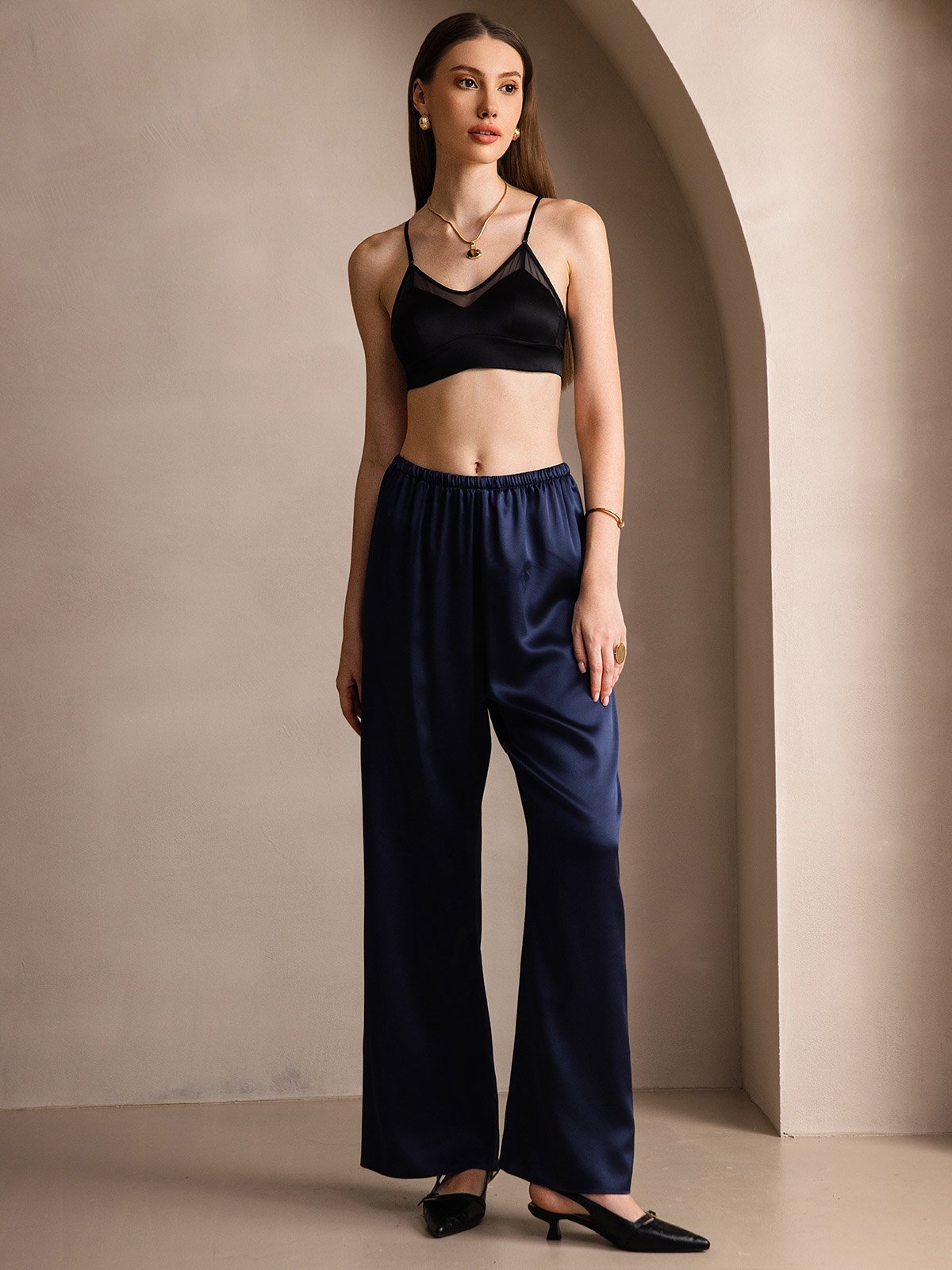 [Dark Blue] SilkSilky 19Momme Silk Womens Pants 008