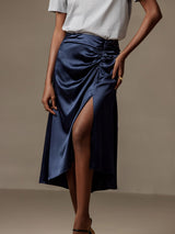 [Dark Blue] SilkSilky  19Momme Skirt 001