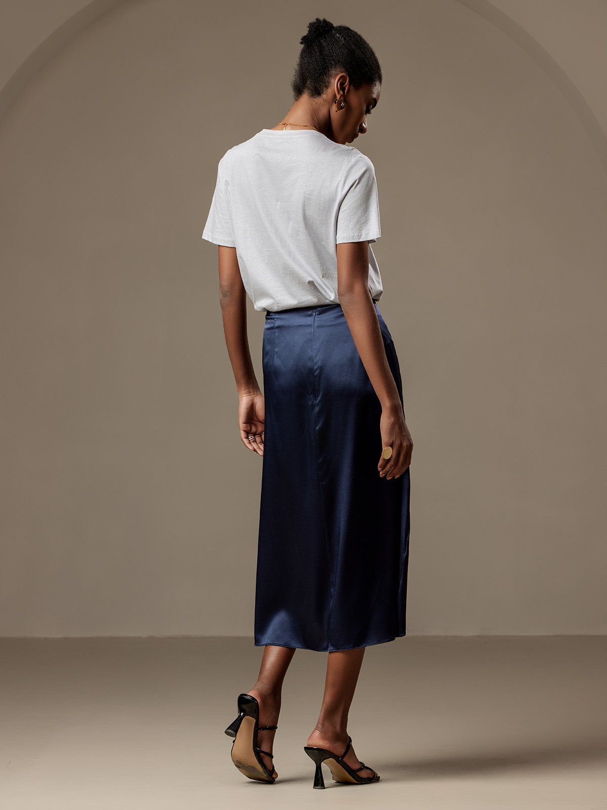 [Dark Blue] SilkSilky  19Momme Skirt 002