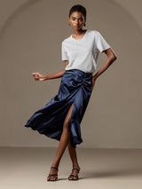[Dark Blue] SilkSilky  19Momme Skirt 004