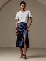[Dark Blue] SilkSilky  19Momme Skirt 005