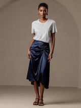 [Dark Blue] SilkSilky  19Momme Skirt 006