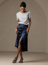 [Dark Blue] SilkSilky  19Momme Skirt 007