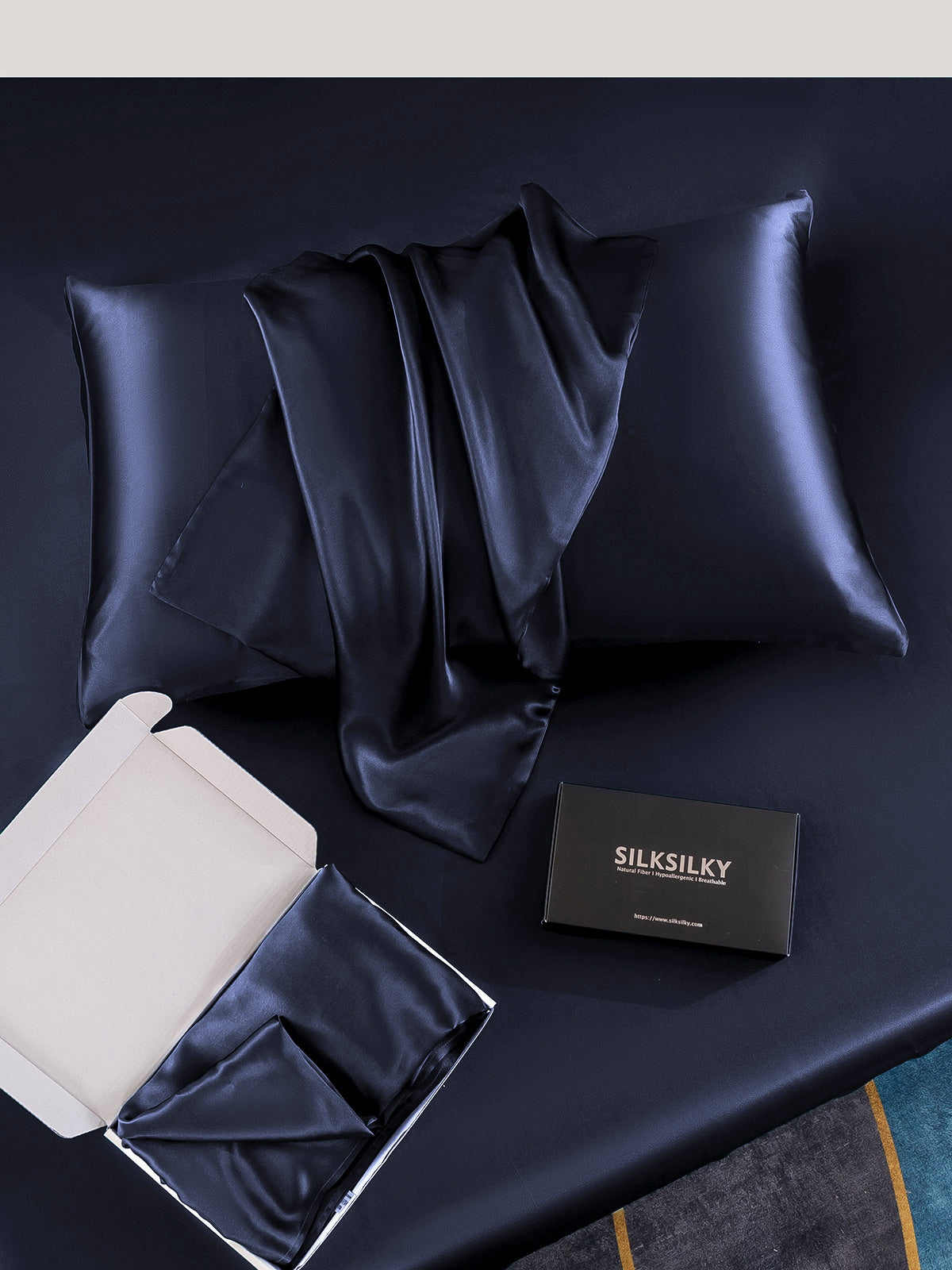 [Dark Blue] SilkSilky 22Momme Pure Silk Pillowcase 005
