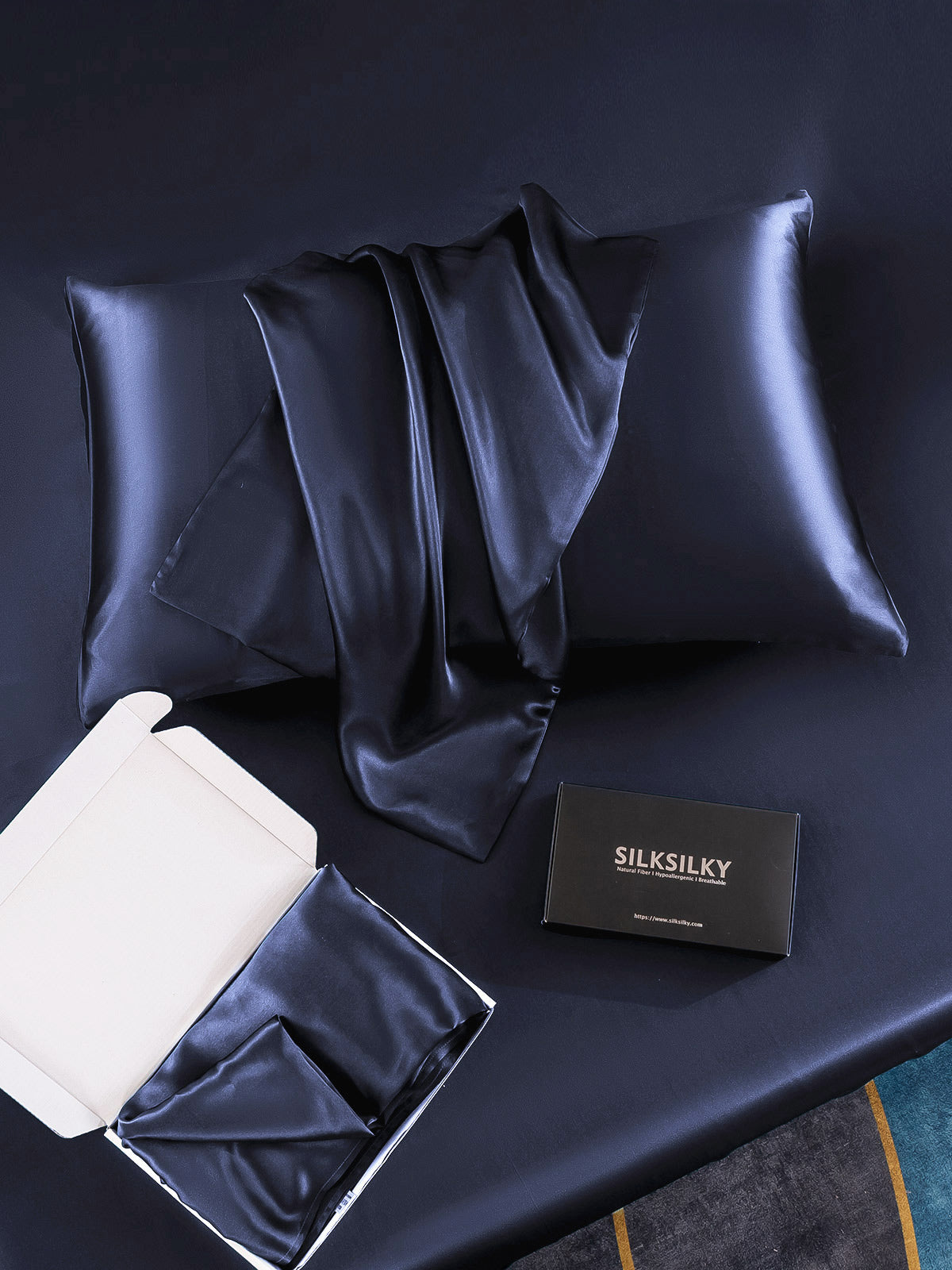 [Dark Blue] SilkSilky 30Momme Pure Silk Pillowcase 005