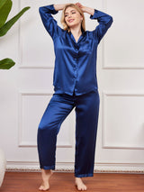 [Dark Blue] SilkSilky  Long Sleeve Plus Size Pajamas 004