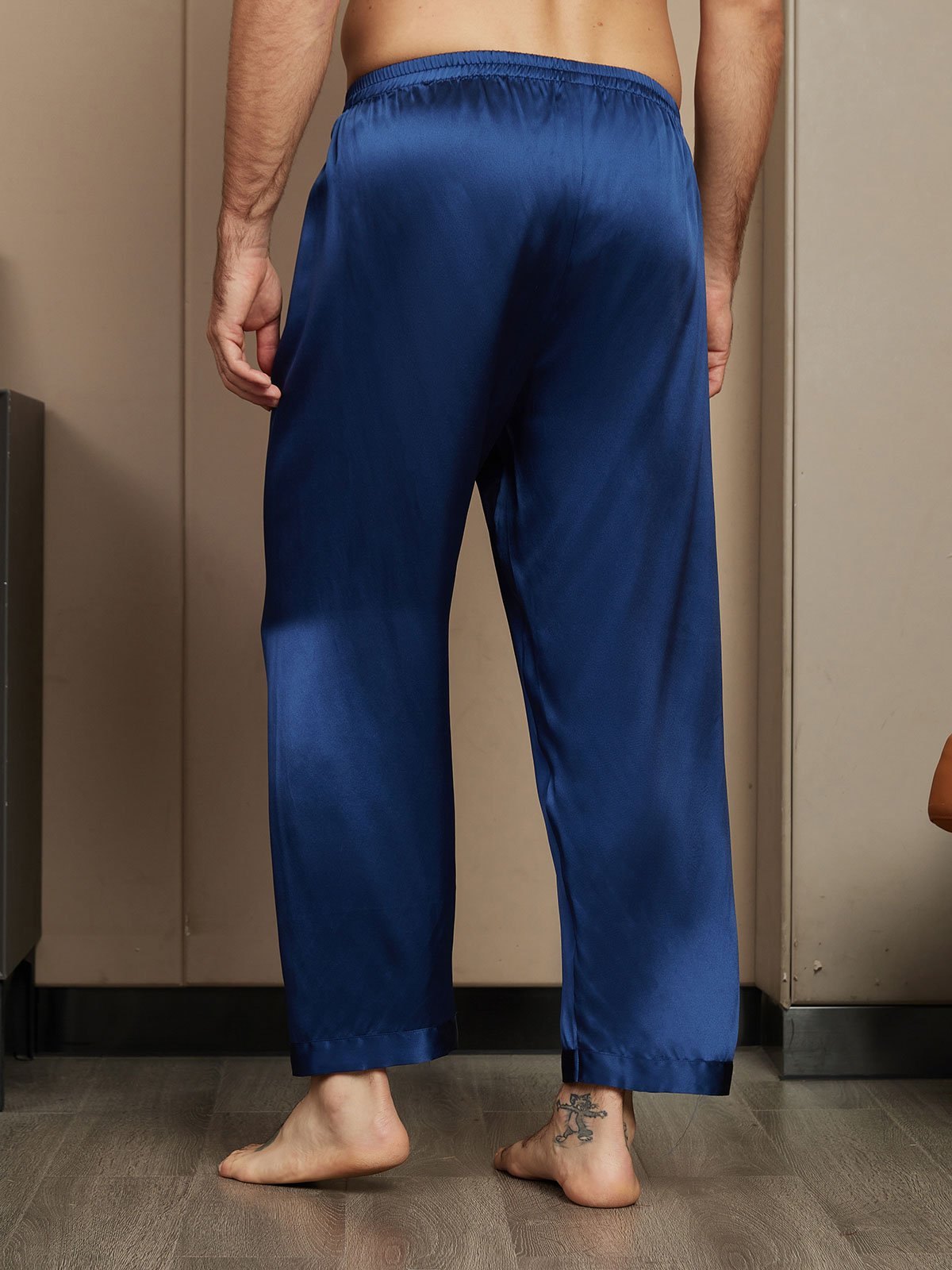 [Dark Blue] SilkSilky Pure Silk Mens Sleep Bottoms 002
