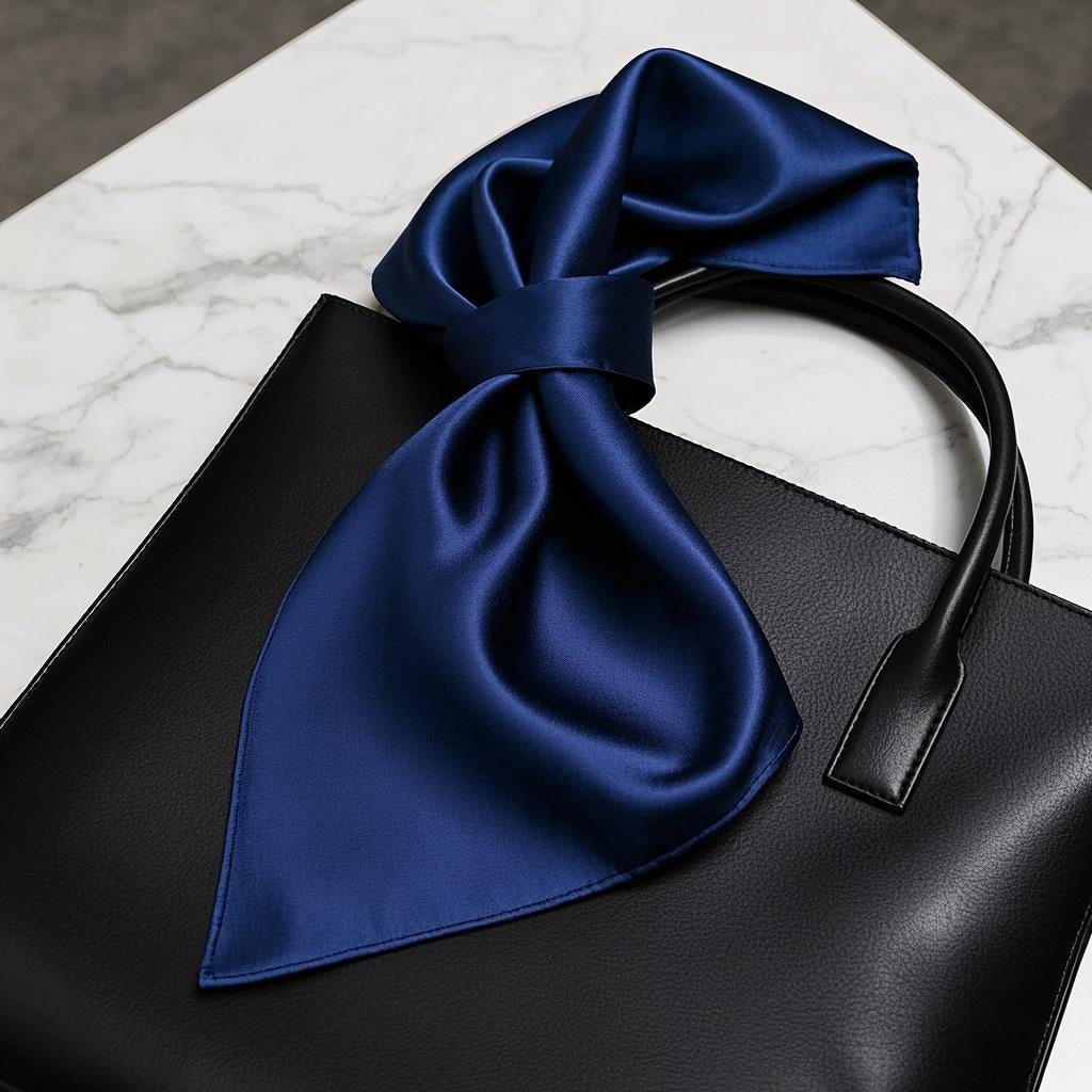 [Dark Blue] SilkSilky Pure Silk Scarf 001