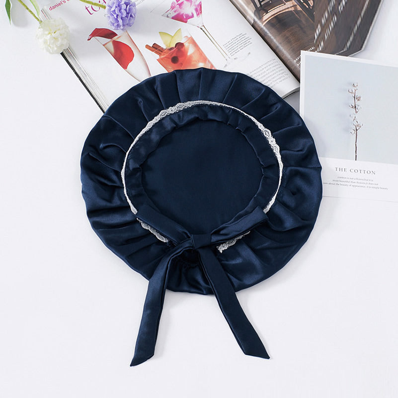 [Dark Blue] SilkSilky Pure Silk Sleep Cap 003