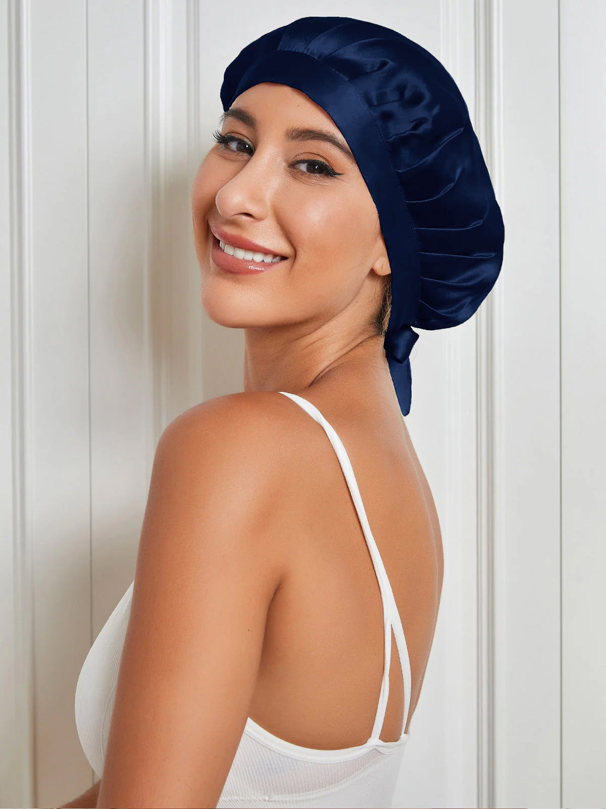 [Dark Blue] SilkSilky Pure Silk Sleep Cap 004