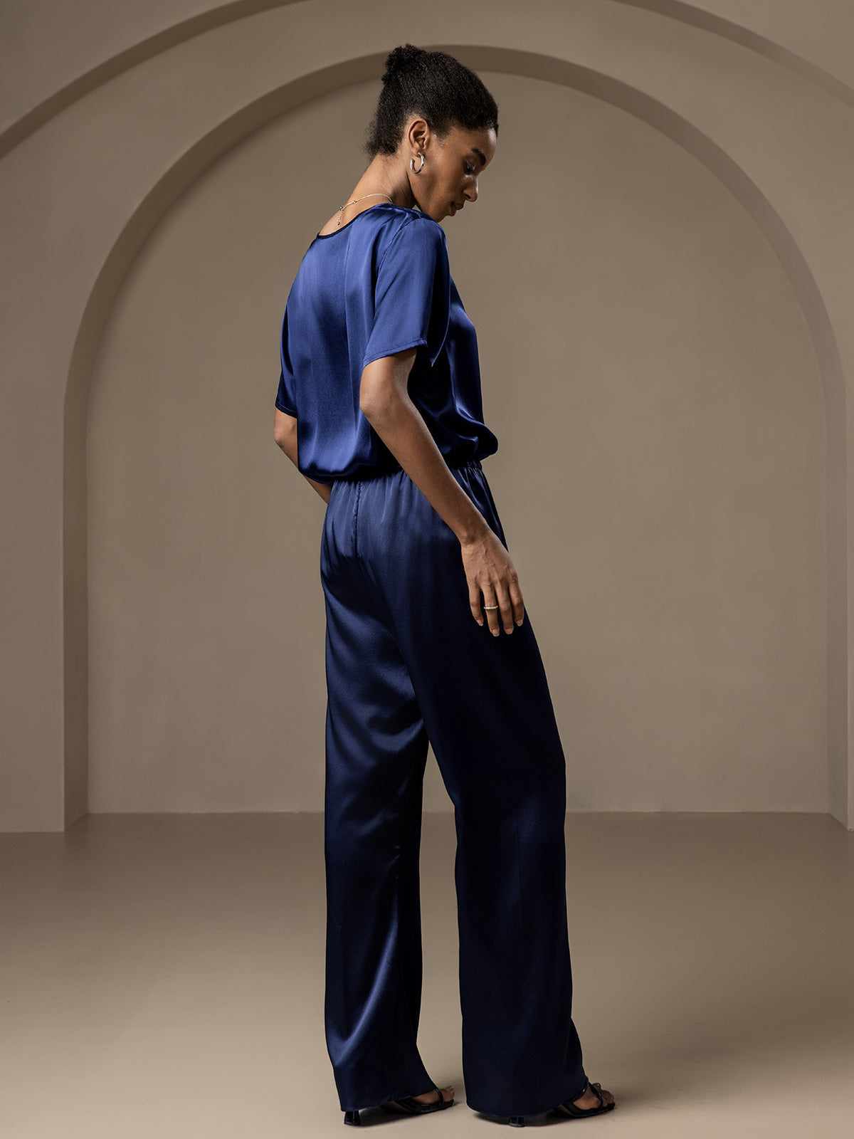 [Dark Blue] SilkSilky  Pure Silk Womens Pants 002