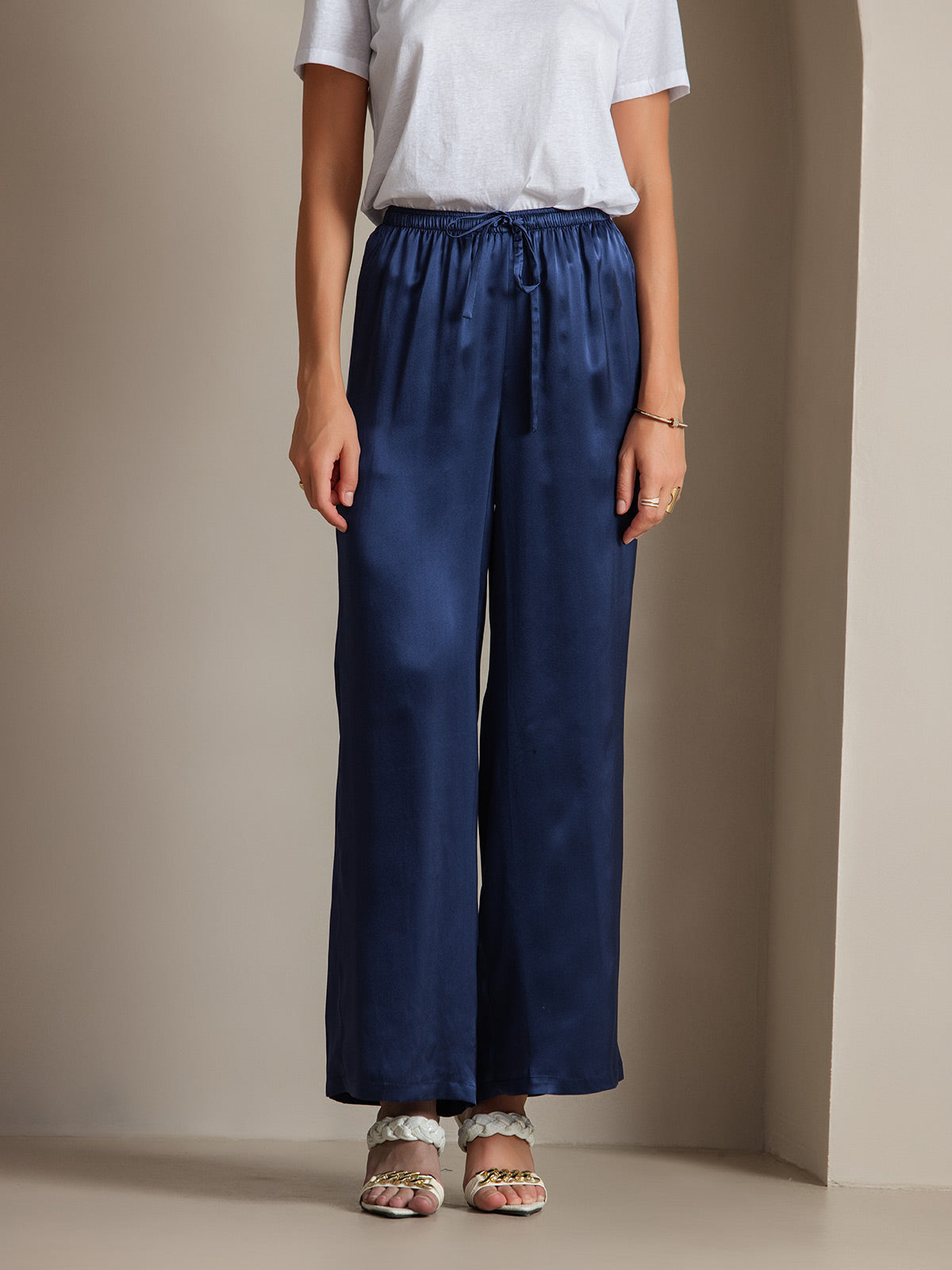 [Dark Blue] SilkSilky  Pure Silk Womens Pants 006