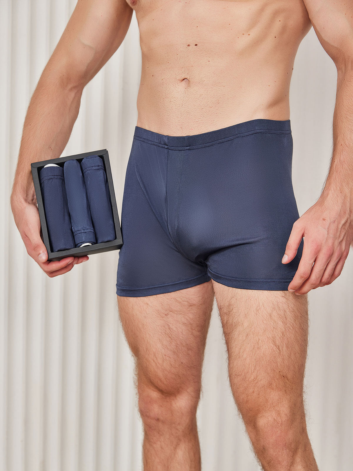 [Dark Blue] SilkSilky Silk Knitted Mens Underwear 001