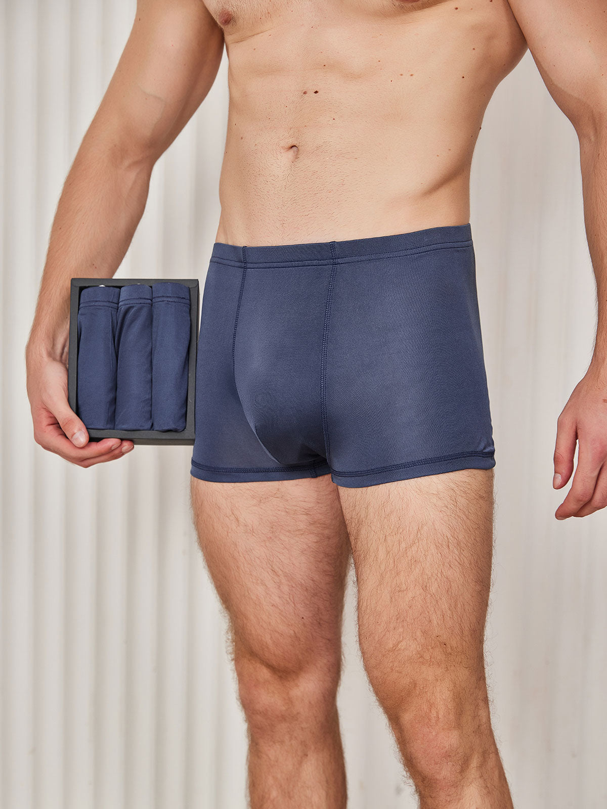 [Dark Blue] SilkSilky Silk Knitted Mens Underwear 001