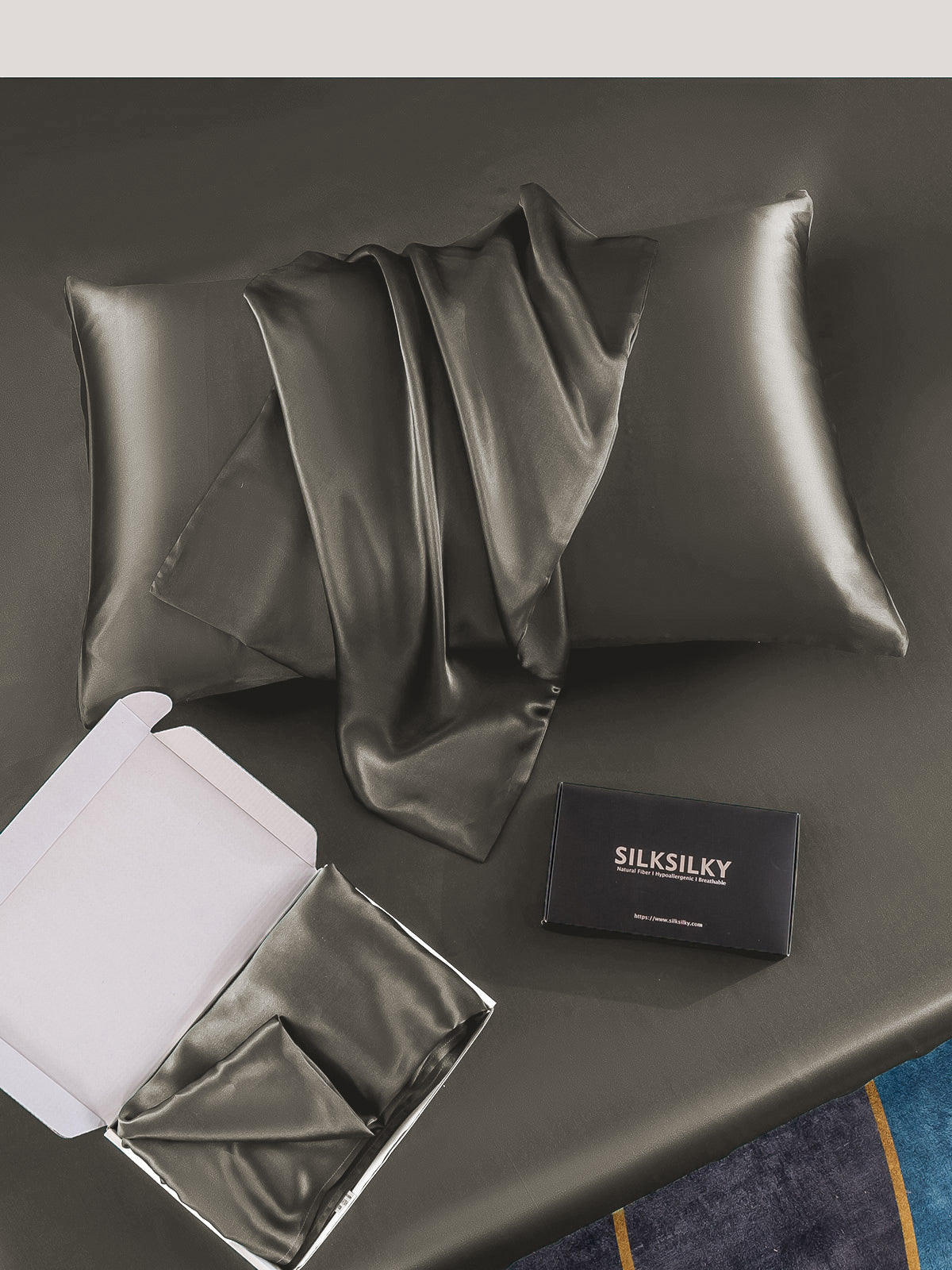 [Dark Gray] SilkSilky 19Momme Pure Silk Pillowcase 007