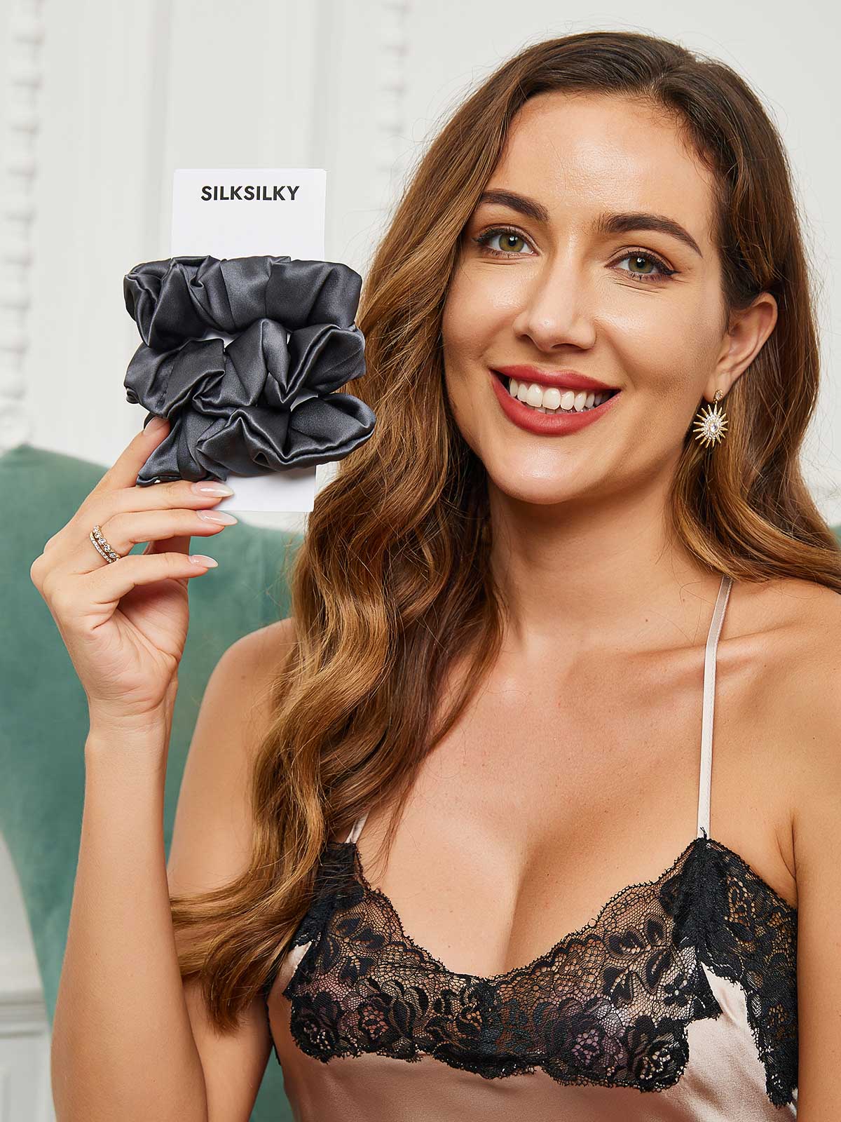 [Dark Gray] SilkSilky 19Momme Pure Silk Scrunchie 002