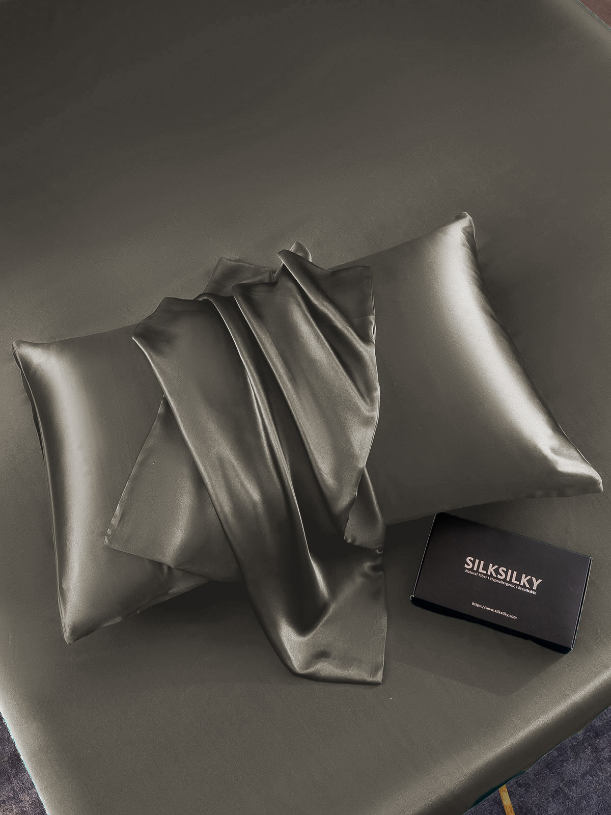 [Dark Gray] SilkSilky 22Momme Pure Silk Pillowcase 005
