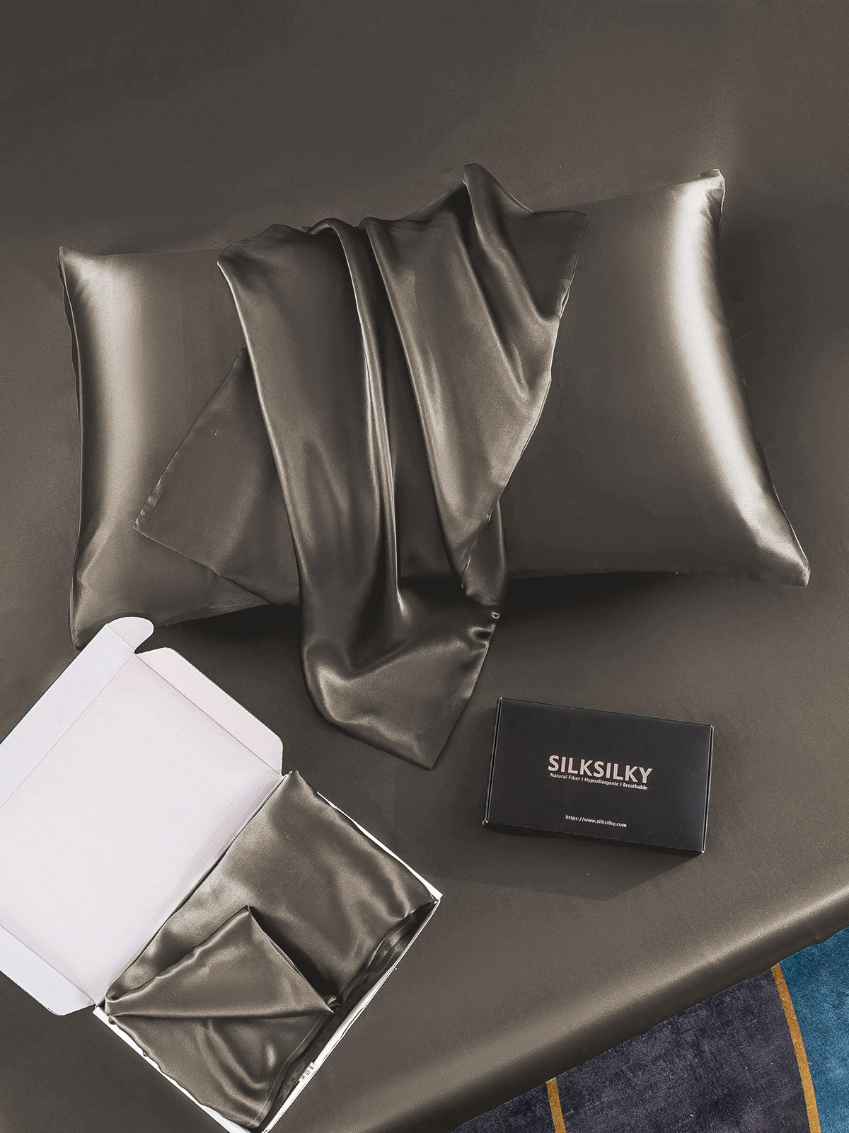 [Dark Gray] SilkSilky 30Momme Pure Silk Pillowcase 005