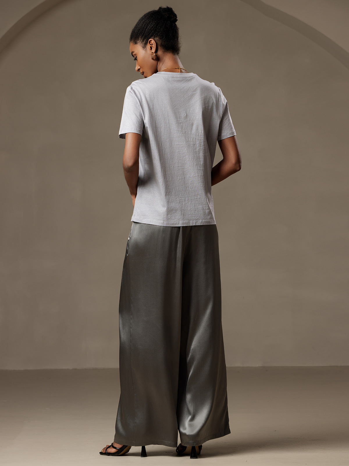[Dark Gray] SilkSilky  Pure Silk Womens Pants 002