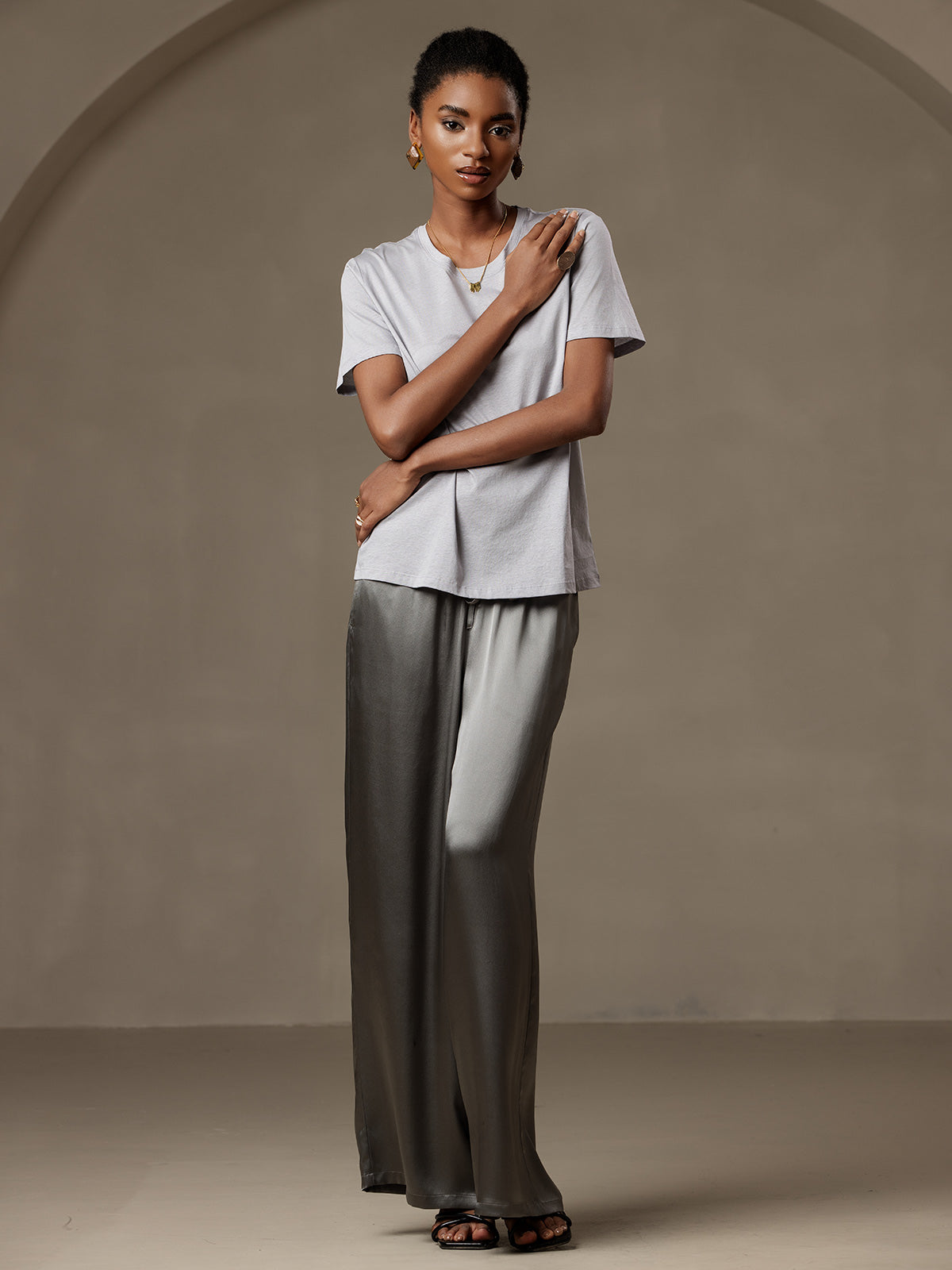 [Dark Gray] SilkSilky  Pure Silk Womens Pants 004