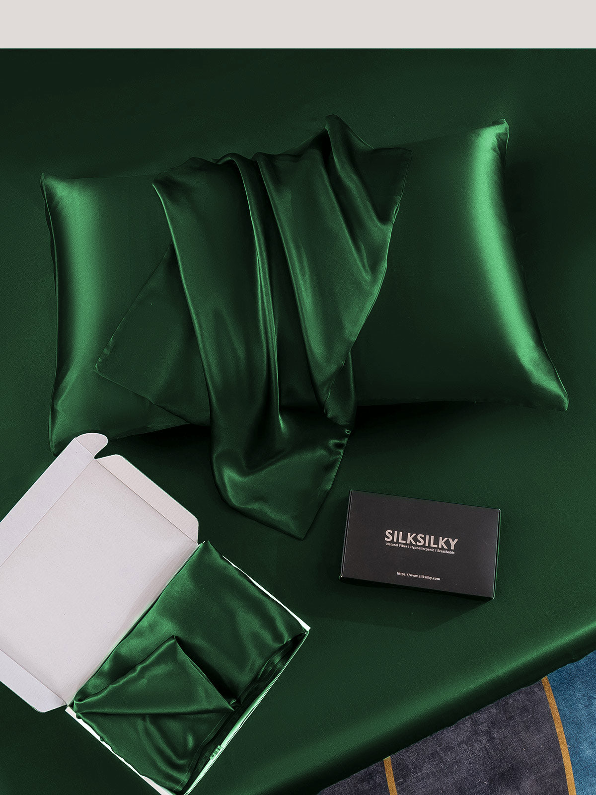 [Dark Green] SilkSilky 30Momme Pure Silk Pillowcase 005
