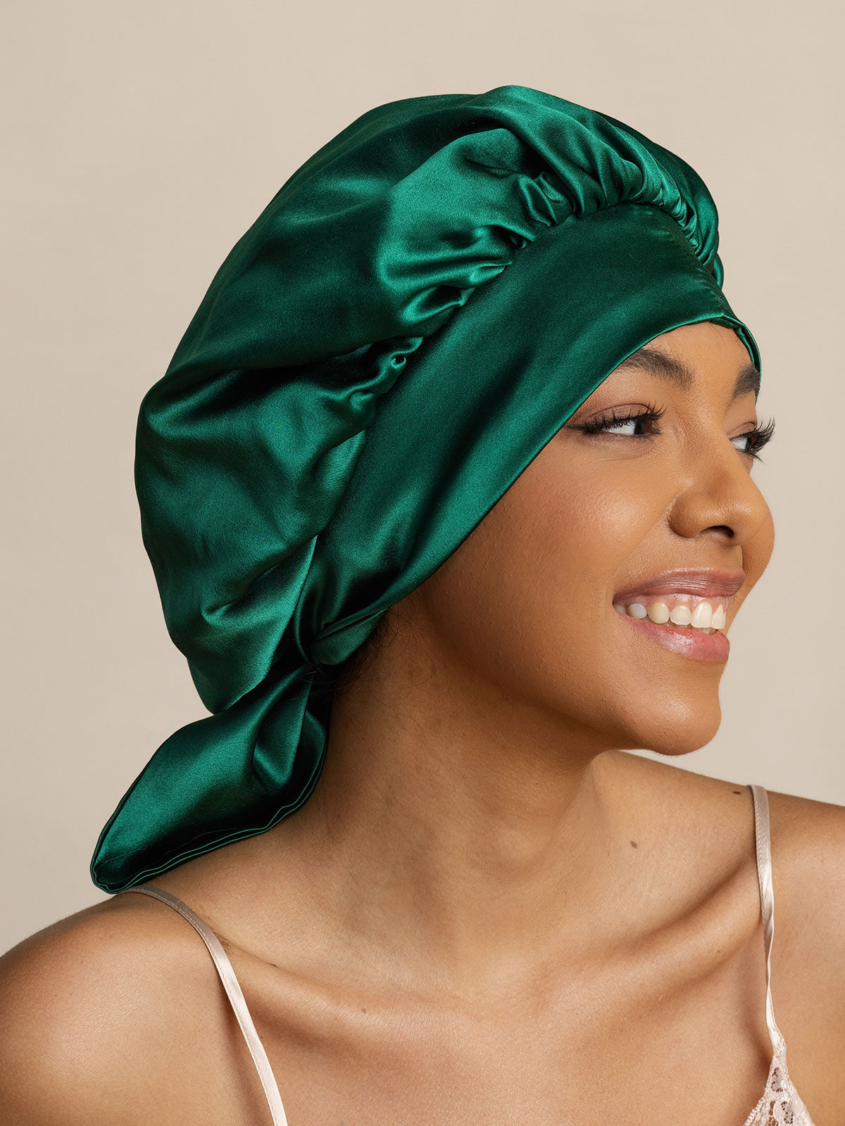 [Dark Green] SilkSilky Pure Silk Sleep Cap 003