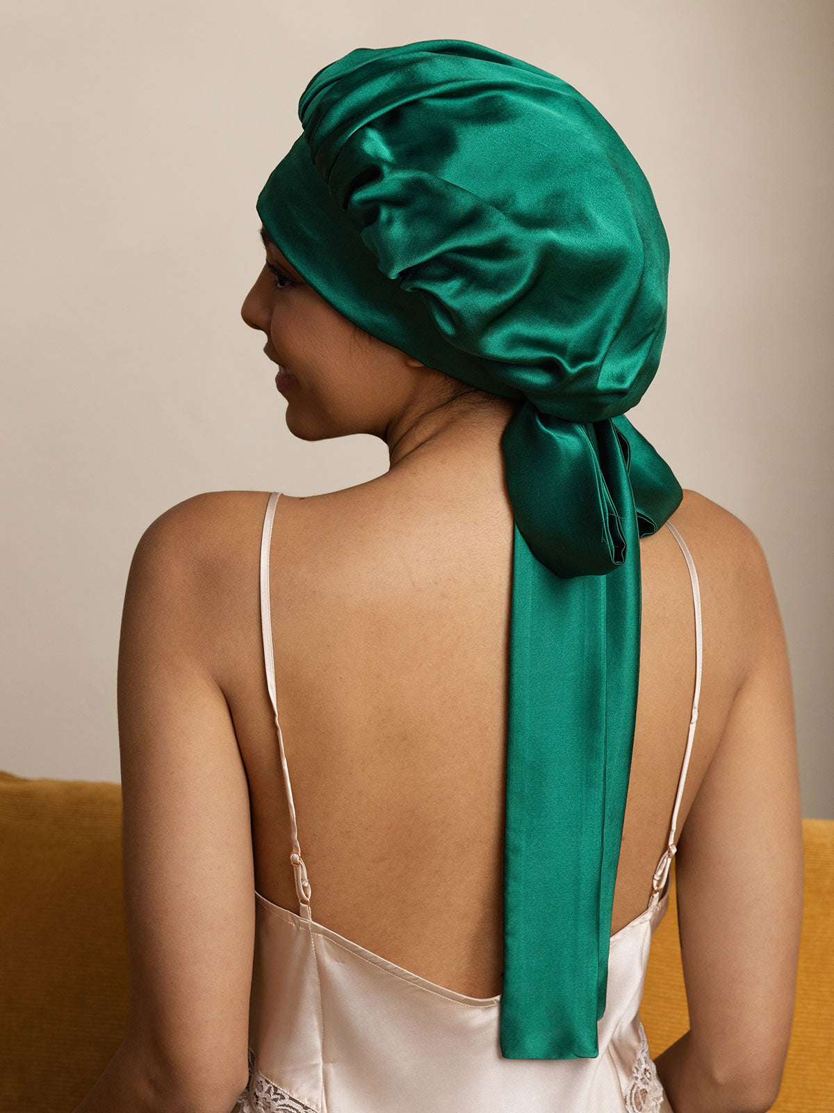 [Dark Green] SilkSilky Pure Silk Sleep Cap 005