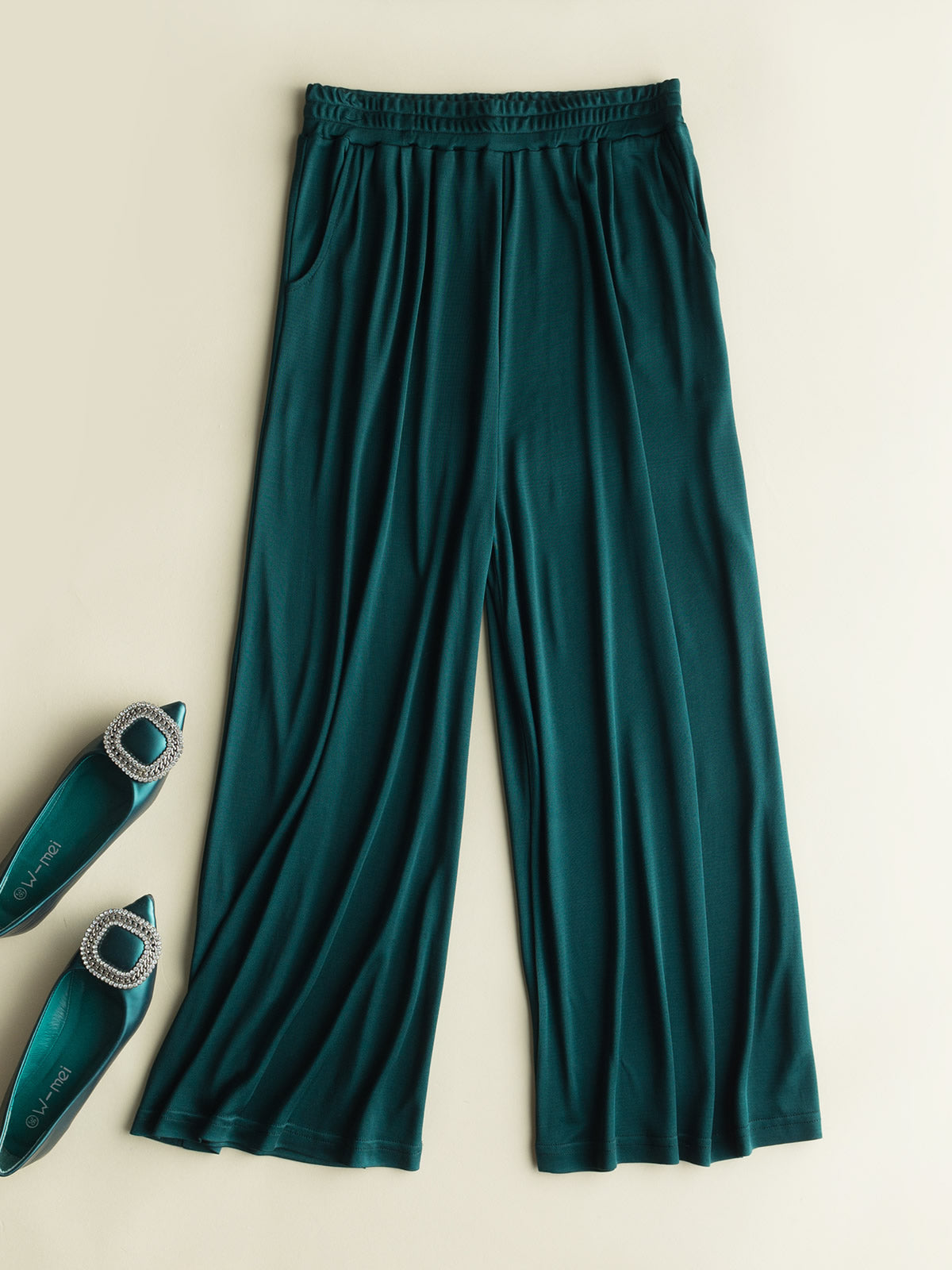 [Dark Green] SilkSilky Silk Knitted Womens Pants 003