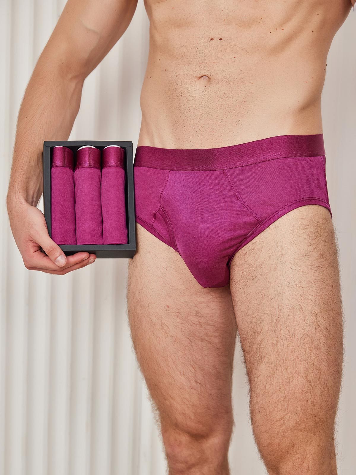 [Dark Red] SilkSilky Silk Knitted Mens Underwear 001