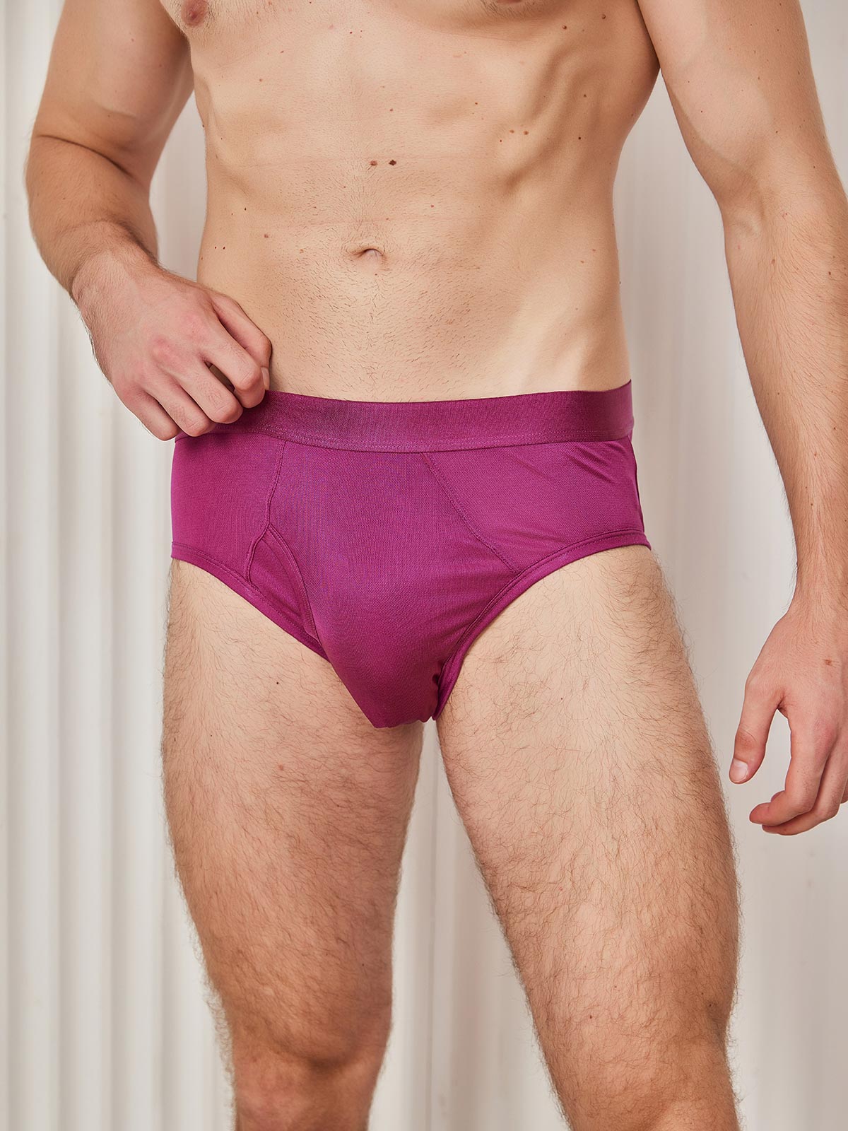 [Dark Red] SilkSilky Silk Knitted Mens Underwear 003