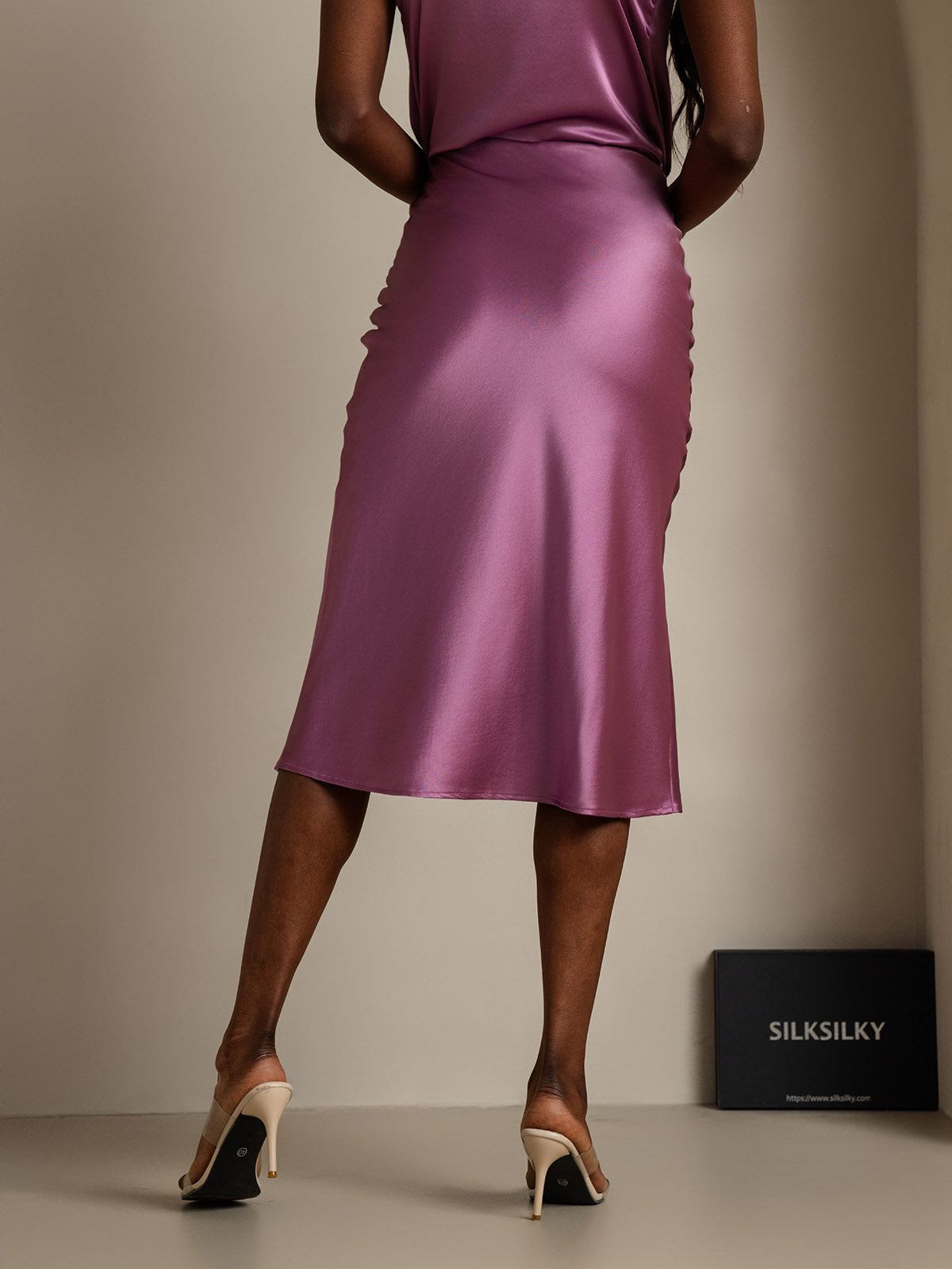 [Deep Purple] SilkSilky 19Momme Pure Silk Skirt 002